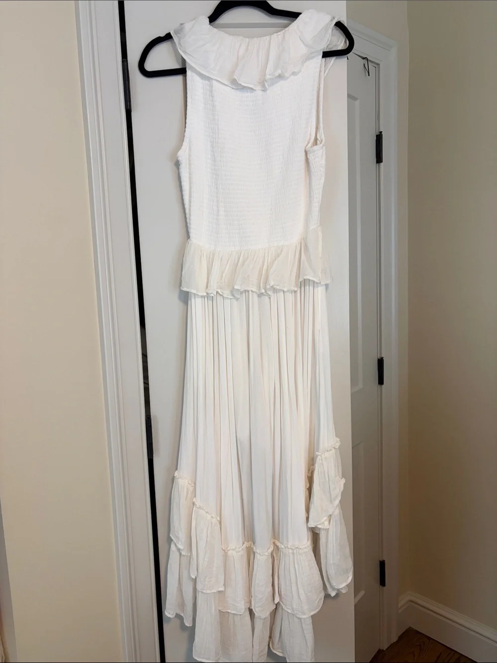 White Ruffle Maxi Dress - Elegant Tiered Design